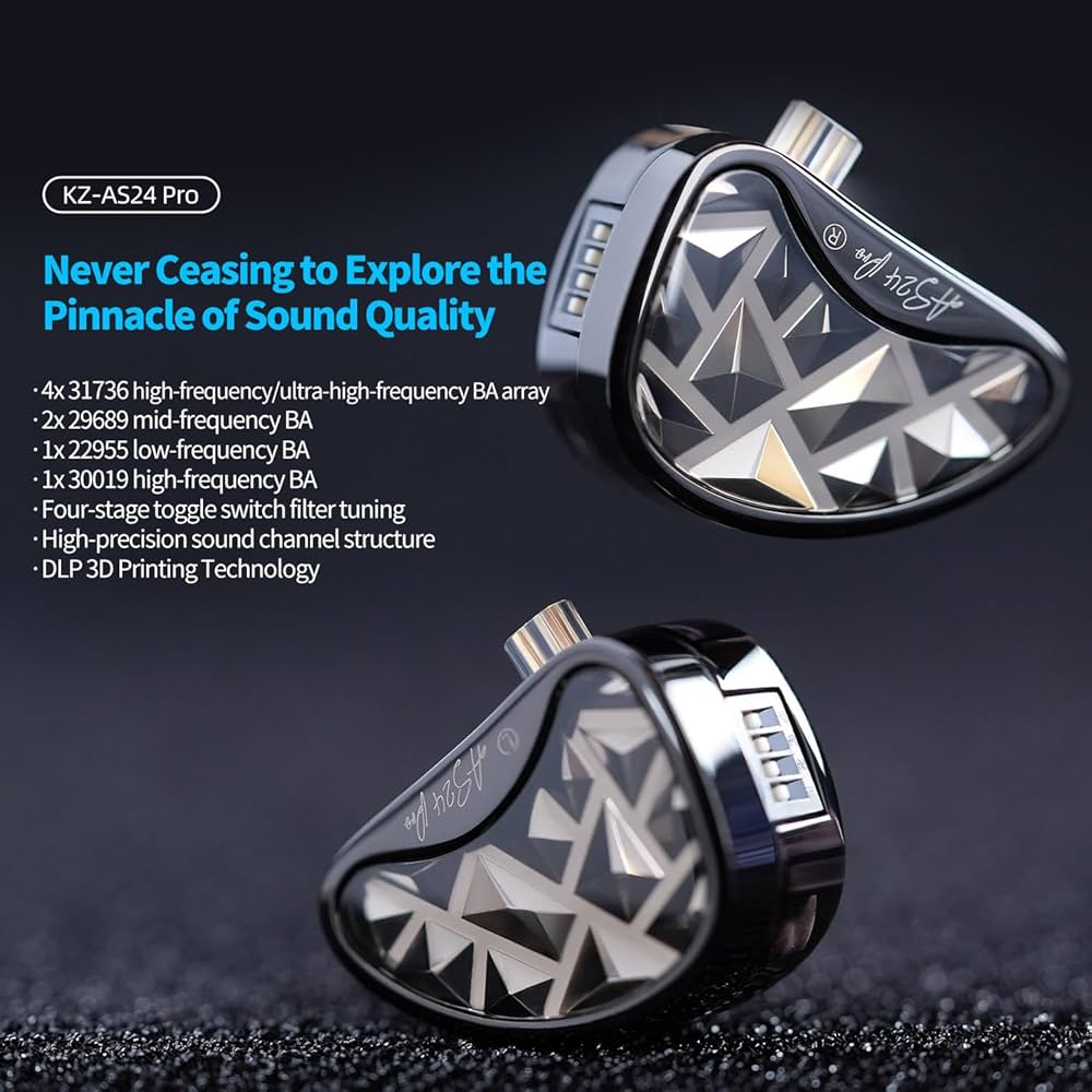Amazon.co.jp: KZ AS24 Pro インイヤーモニターヘッドフォン、24BA