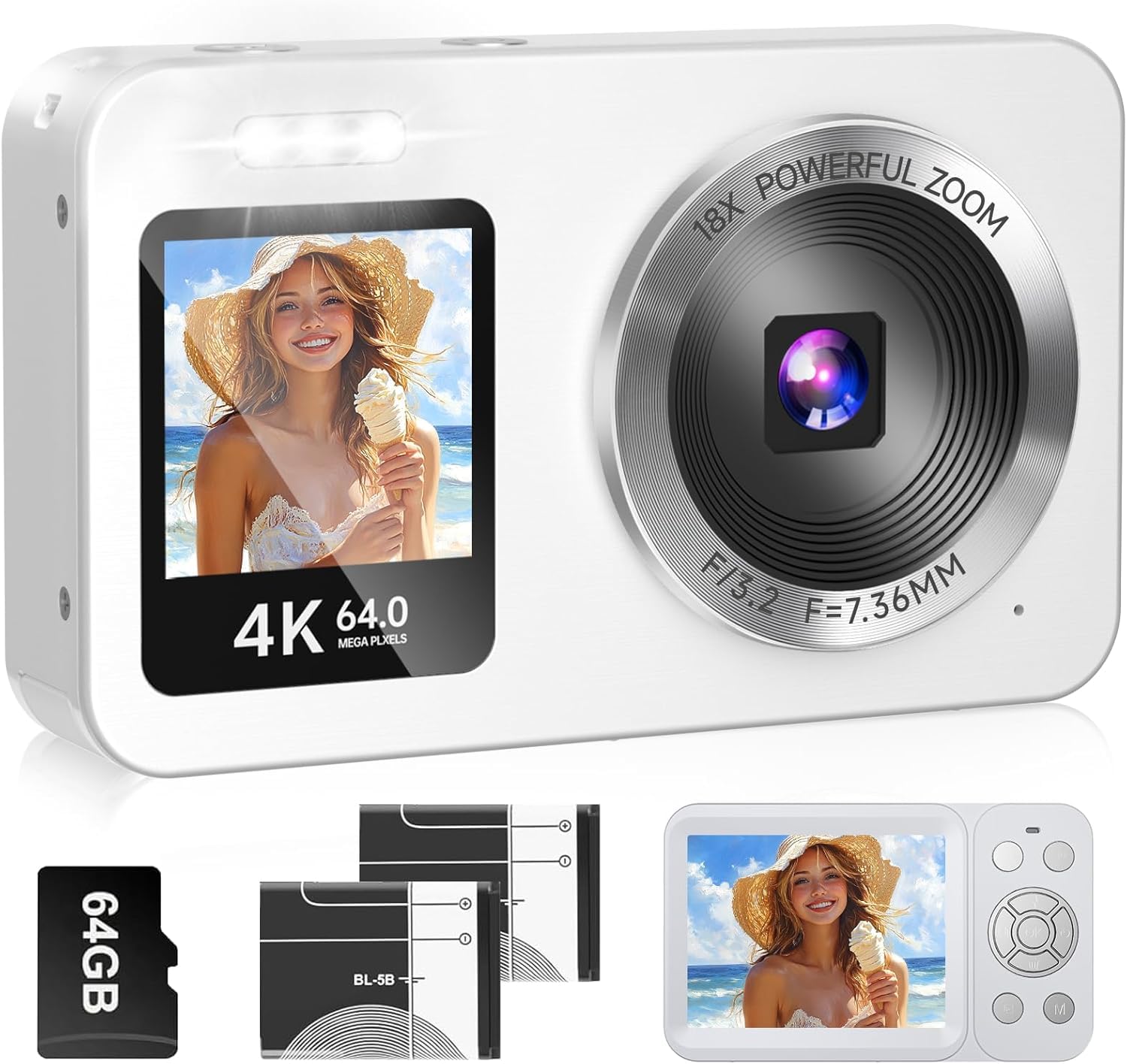 Amazon | デジタルカメラ 4K 6400万画素 30FPS デジカメ 64GB TFカード