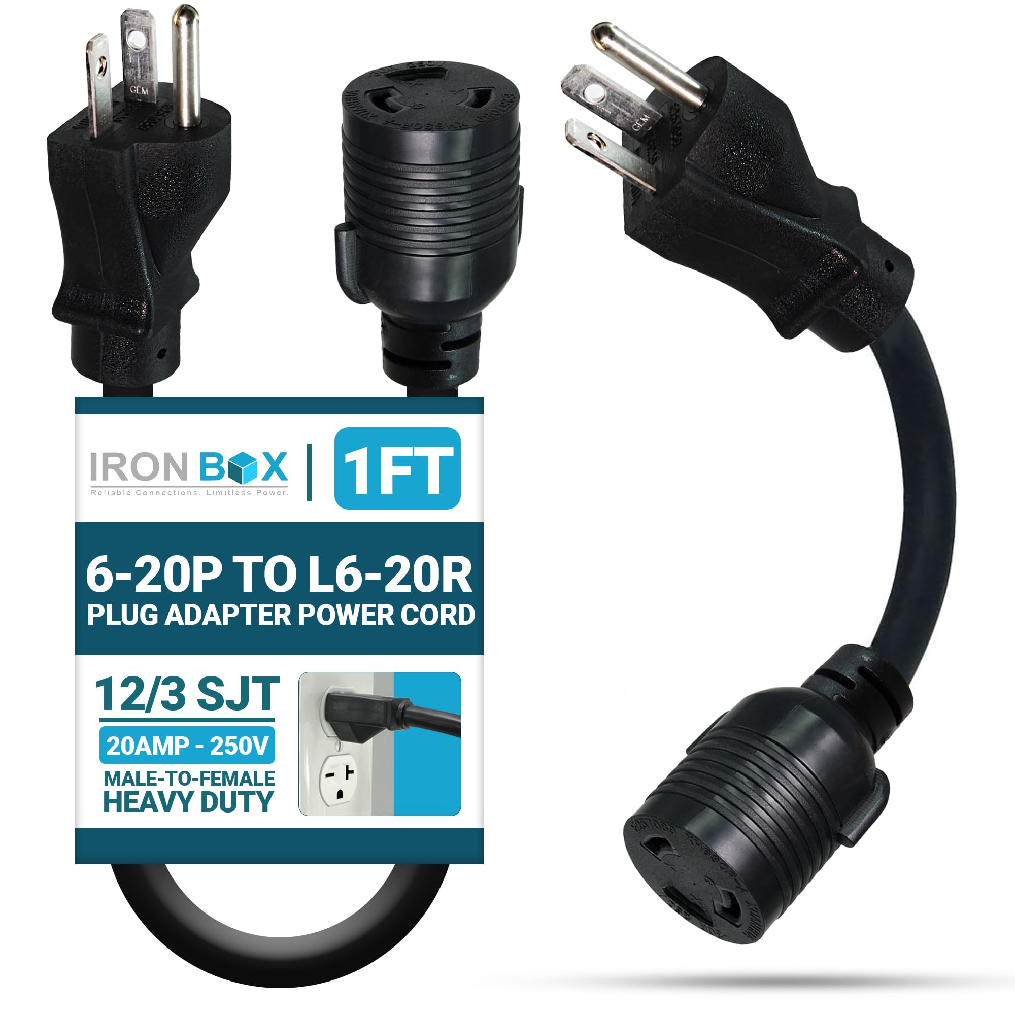 Amazon | IronBox Electric 6-20PからL6-20Rプラグアダプター電源