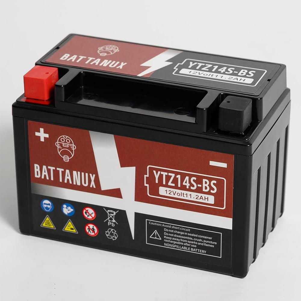 Battanux YTZ14S-BS Battery & Motorcycle Battery, Sealed SLA/AGM