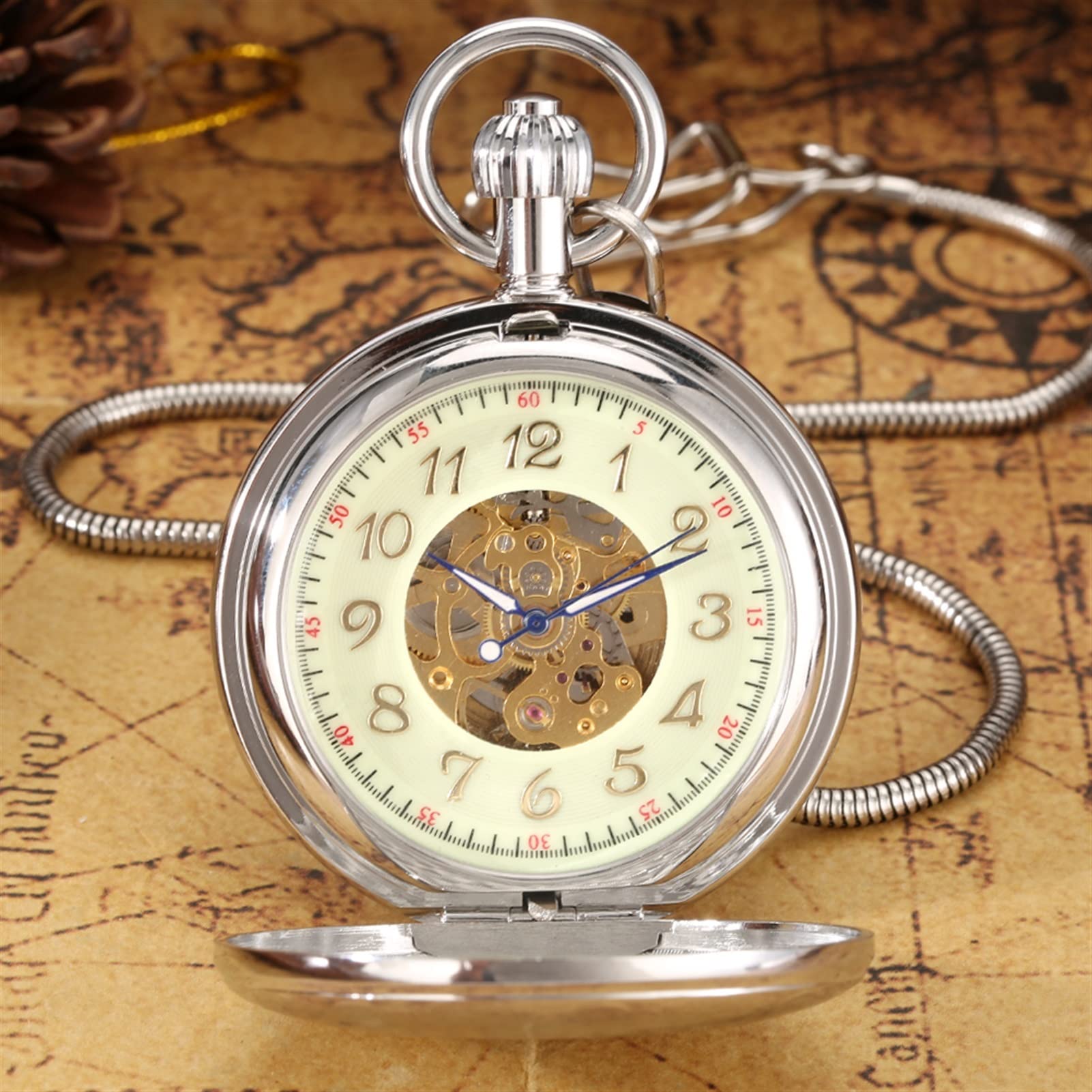 Amazon.co.jp: ビンテージ 特別な彫刻されたシルバーポケットチェーン