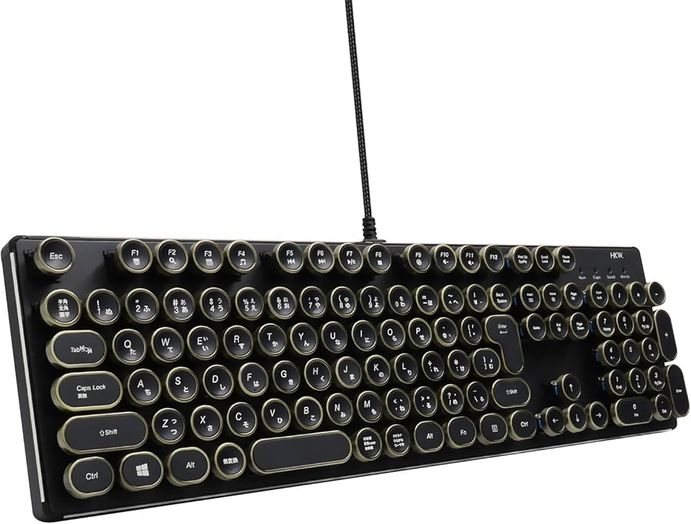 Amazon.co.jp: HKW タイプライター風メカニカルキーボード 青軸 JIS