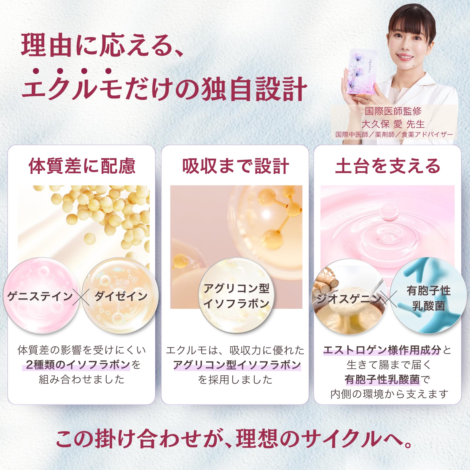 Amazon | 【奥菜恵愛用】エクルモ 大豆イソフラボン サプリ 30粒30日分