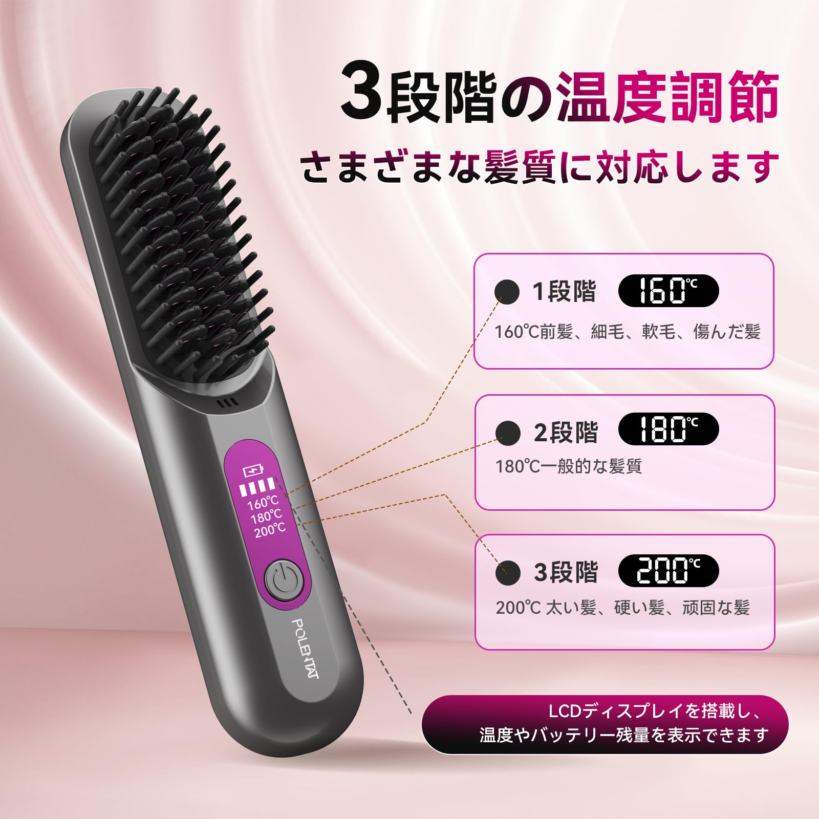 Amazon.co.jp: ヒートブラシ コードレス ブラシ型ヘアアイロン