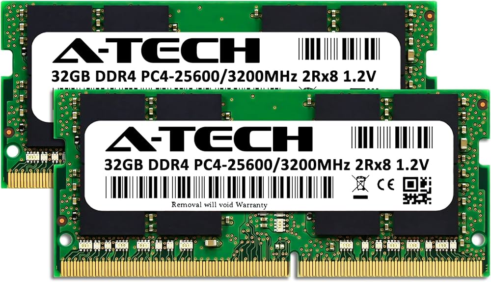 A-Tech RAM 64 GB (2 x 32 GB) DDR4 3200 MHz SODIMM PC4-25600 (PC4