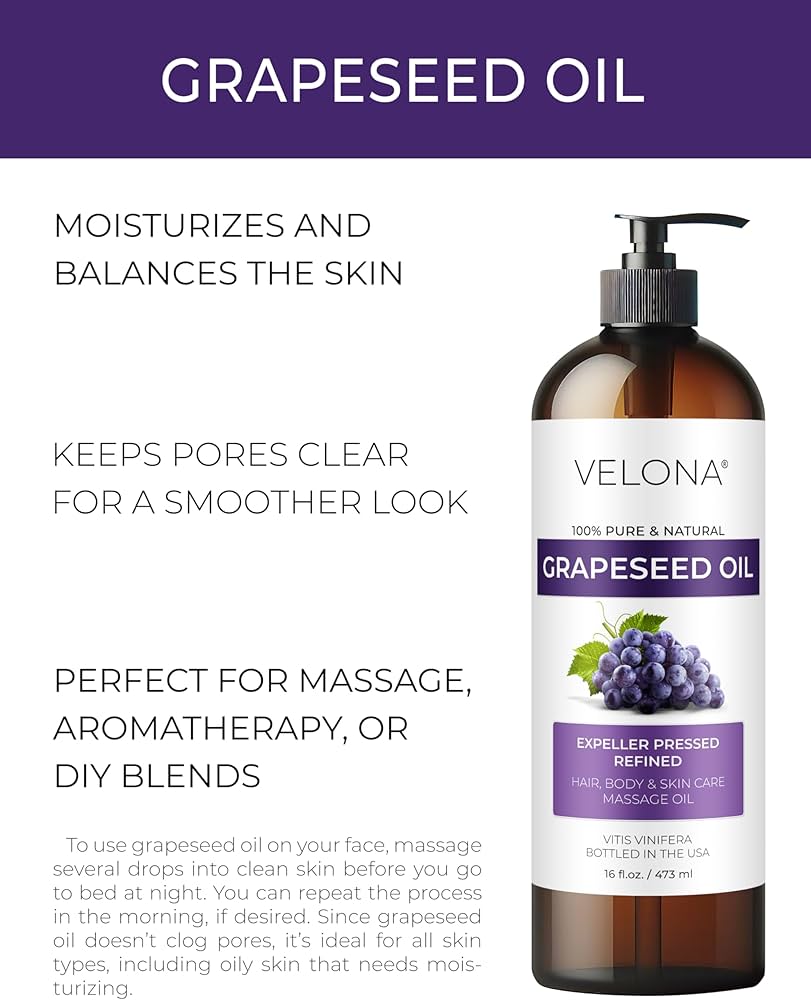 Amazon.com : velona Grapeseed Oil 16 fl oz | 100% Pure and Natural
