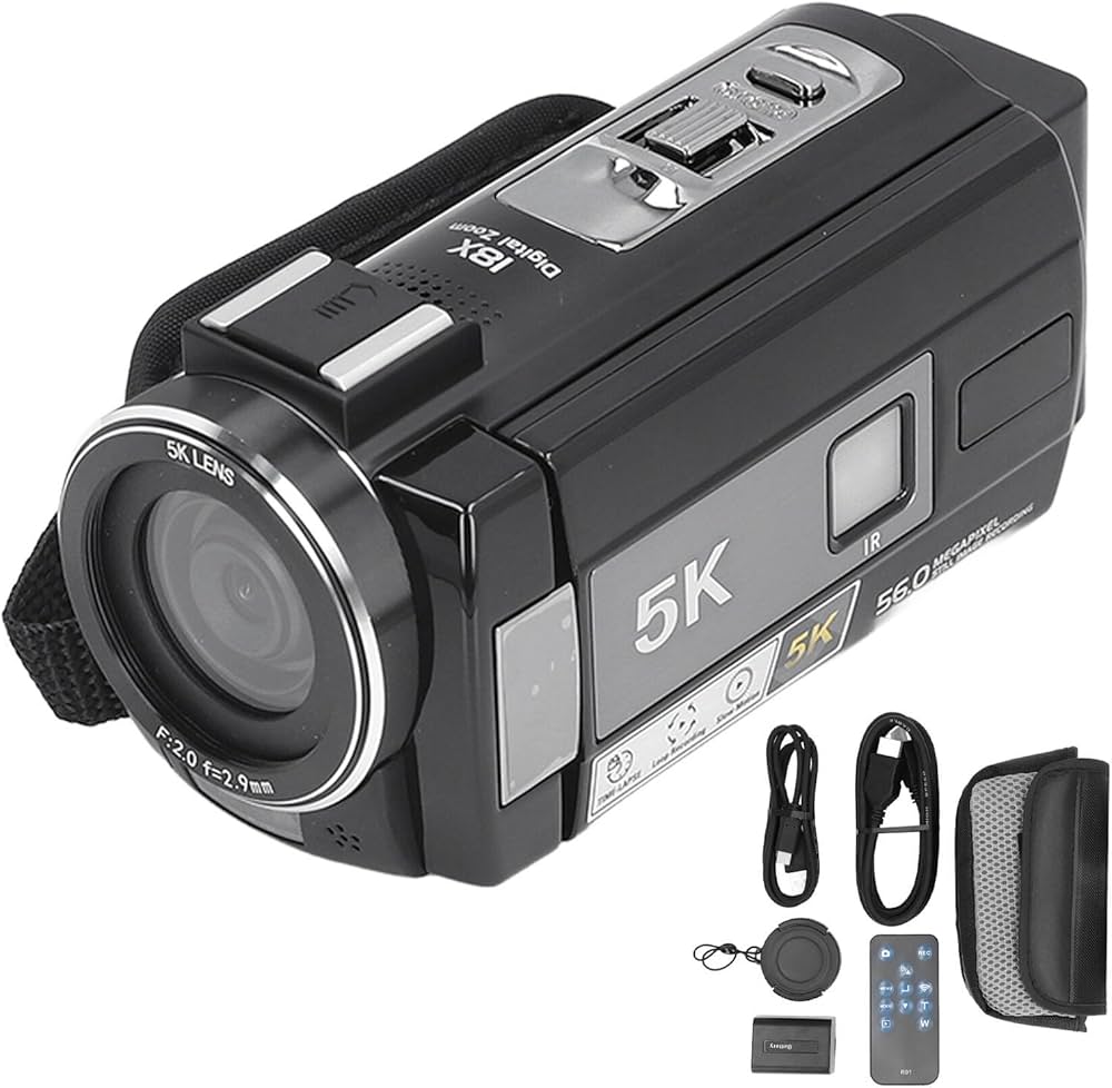 Amazon | 5Kデジタルビデオカメラ、18X光学ズーム付き56MPビデオカメラ