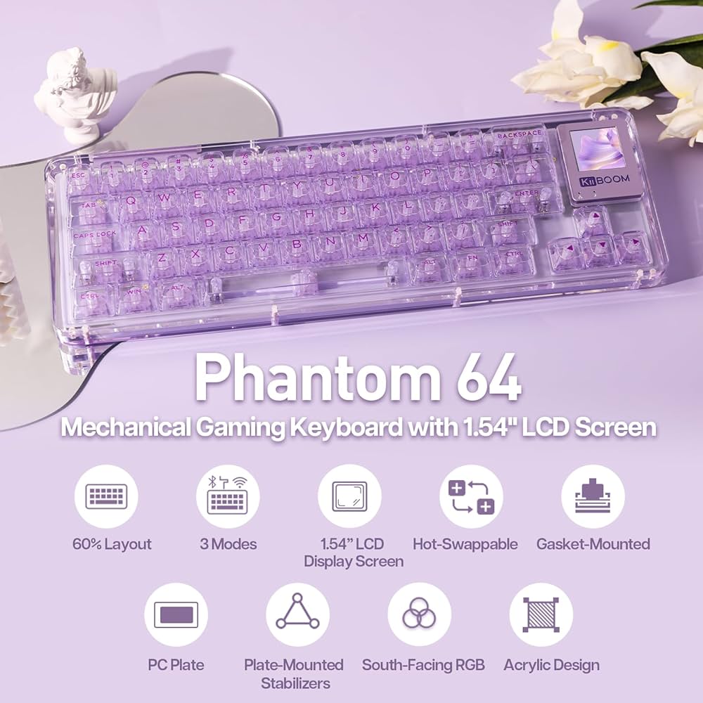 Amazon | KiiBoom Phantom 64 60% ガスケットメカニカルキーボード