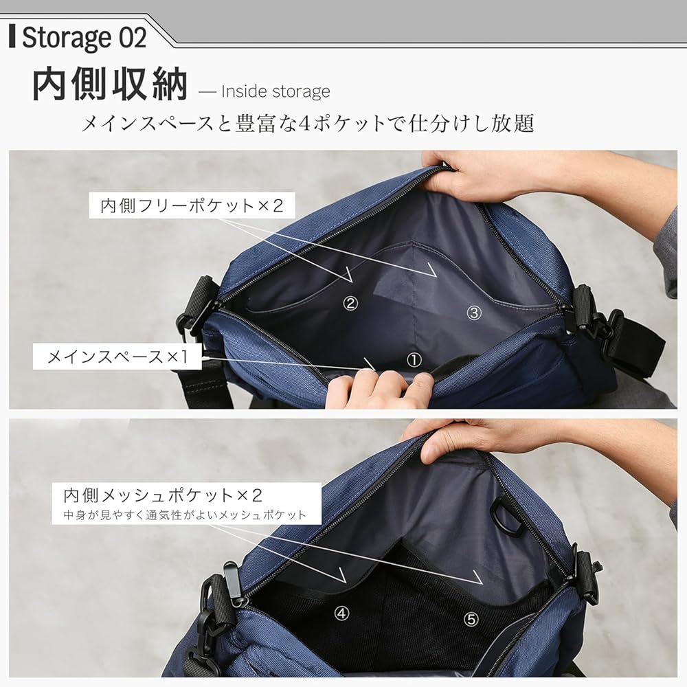 Amazon | [BLUE SINCERE] ショルダーバッグ メンズ 撥水 軽量 7