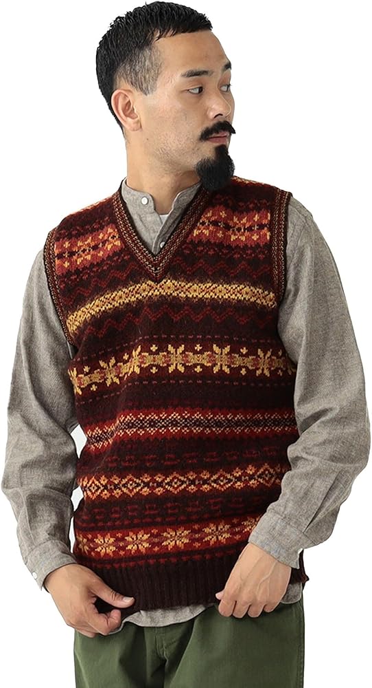 Amazon.co.jp: Beams Plus Jamieson's V Neck Knit Vest, S/S Knit