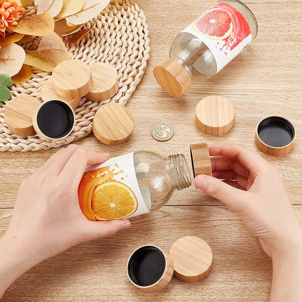 Amazon｜OLYCRAFT 15個 竹製ボトルキャップ 木製スパイス瓶の蓋 竹 瓶