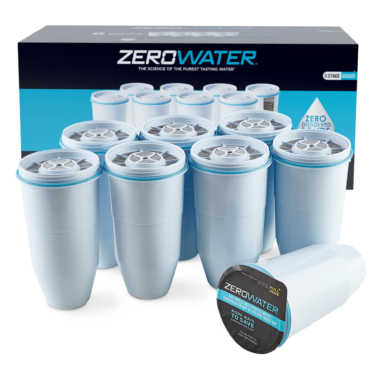 Amazon | ゼロウォーター交換用フィルタ 8 Pack ホワイト | ZeroWater