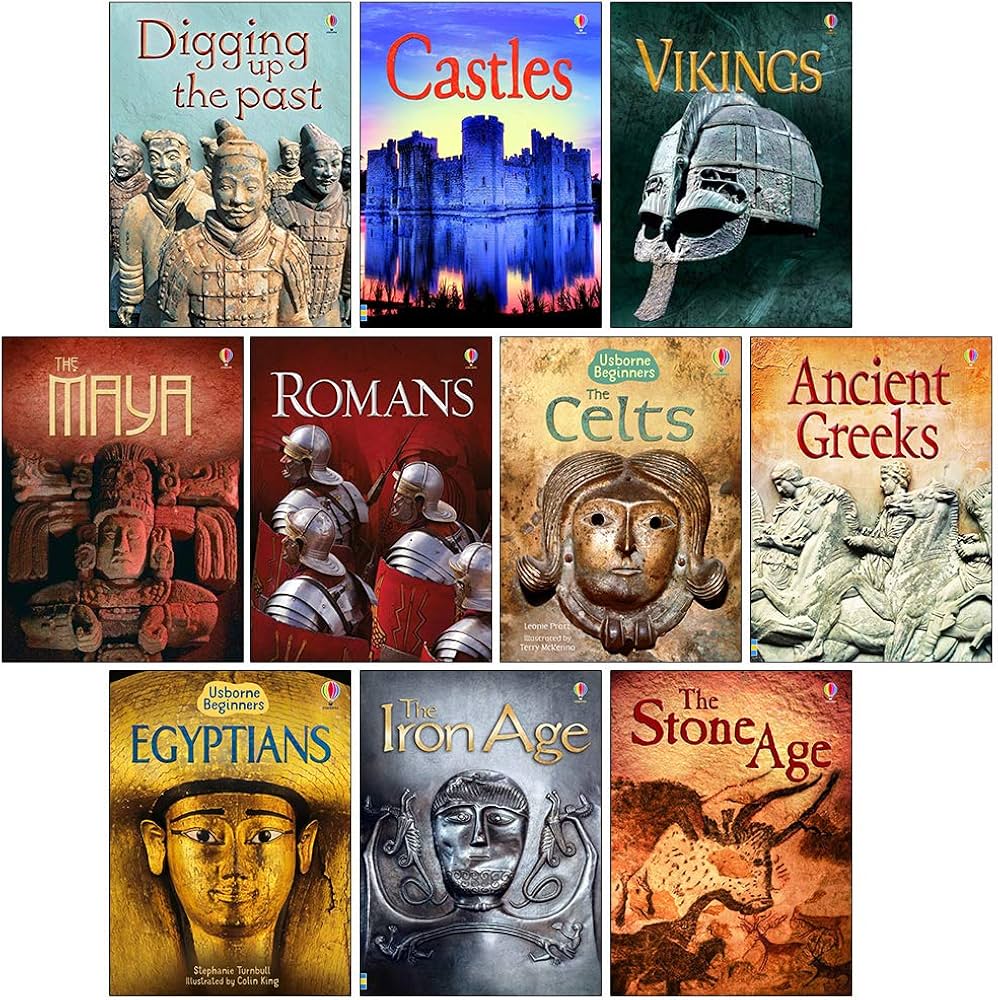 Usborne Beginners History 10 Books Set (Castles, Vikings, Romans