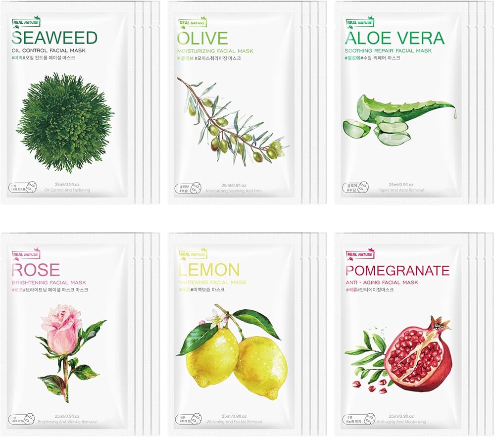 24 Combo Pack Aloe Vera Face Sheet Mask Set,Highly Moisturizing