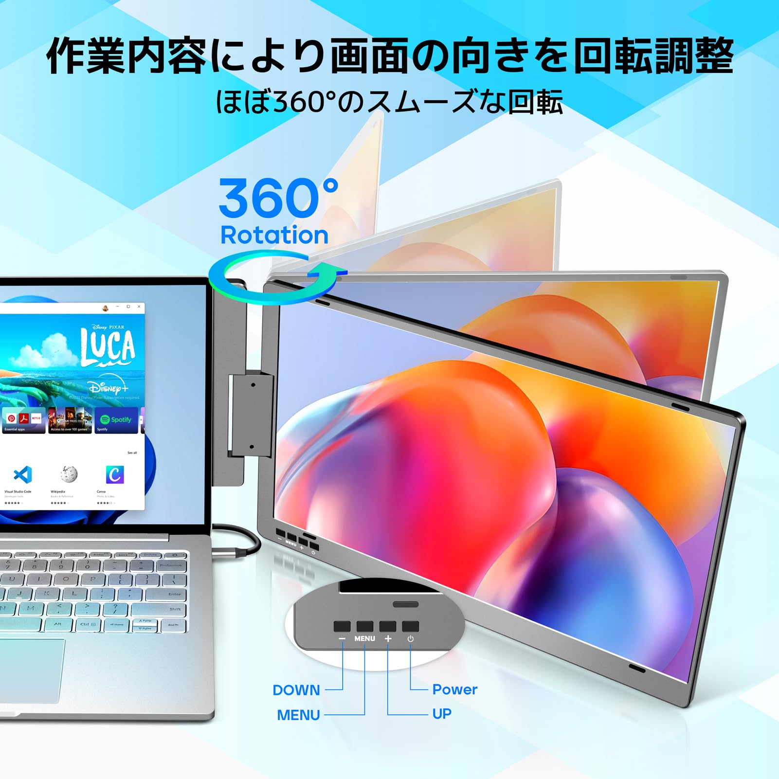 Amazon.co.jp: RAKUTOP モバイルモニター 14インチ トリプルモニター