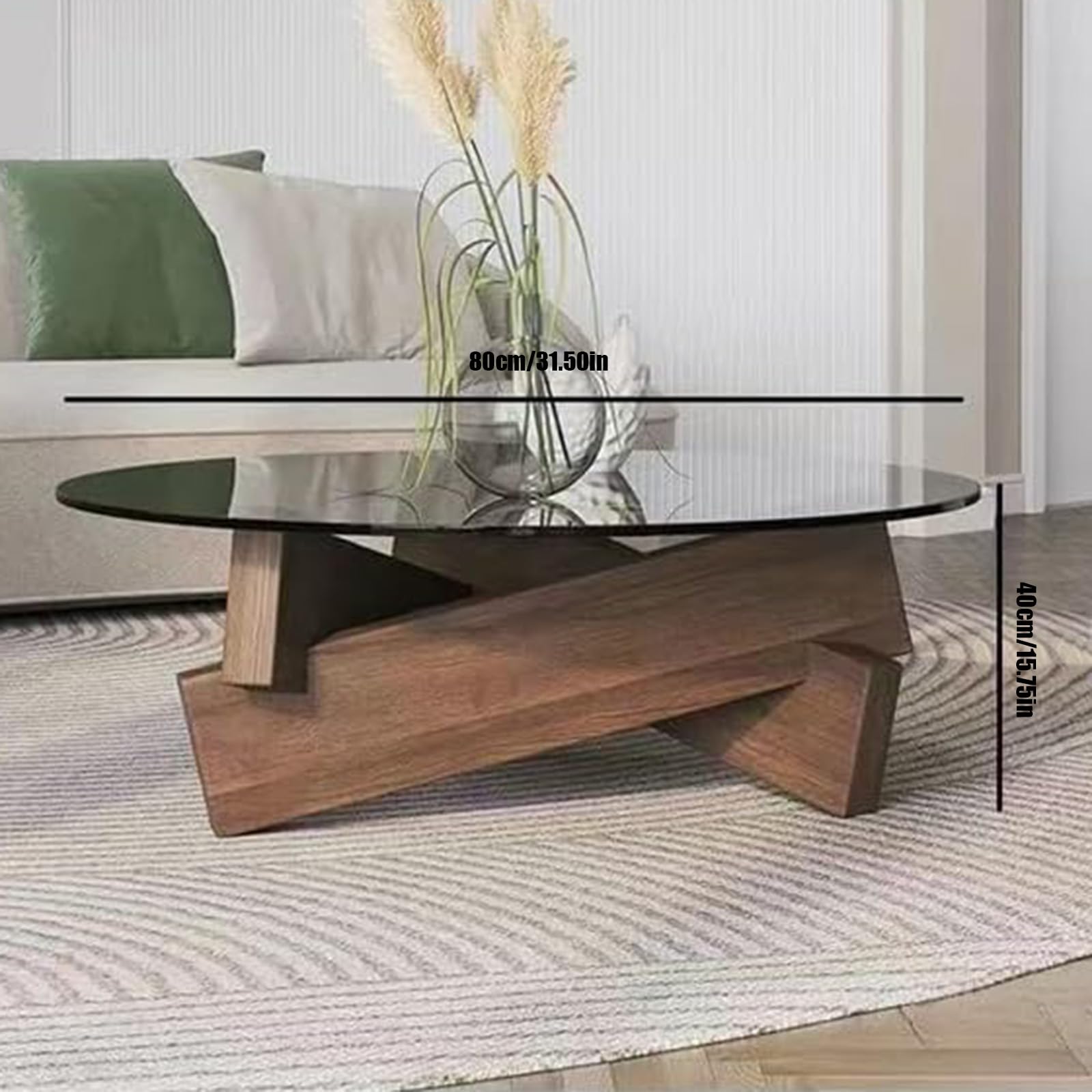 Amazon｜ラウンドコーヒーテーブル、リビングルーム用ガラスコーヒー