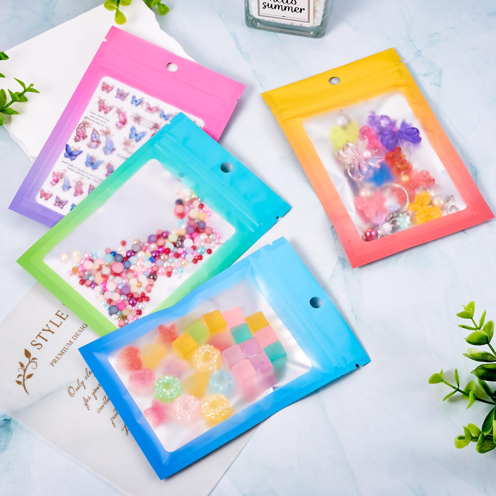 Amazon.co.jp: Beadthoven チャック付き ポリ袋 カラフル ジッパー袋