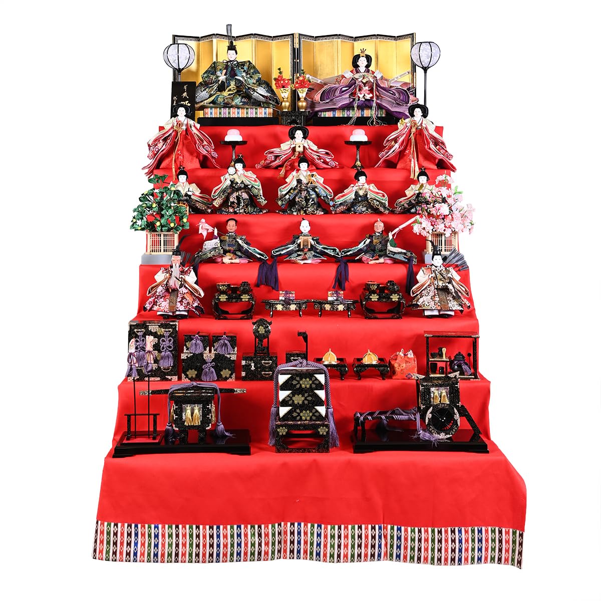 Amazon | 【雛人形】【緋毛氈七段】七段飾 万葉雛緋毛氈段：九番親王三