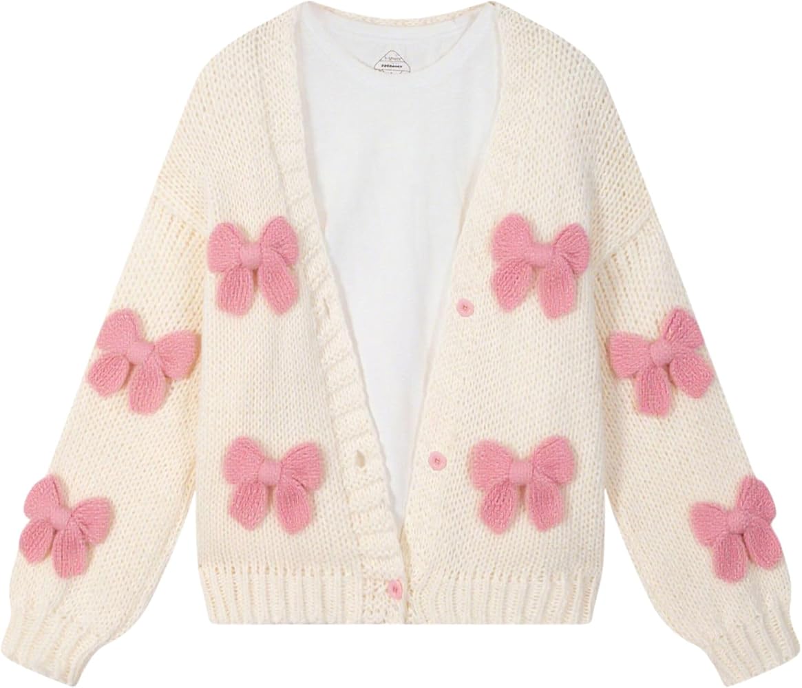 FindThy Women's Kawaii Strawberry Embroidered Cardigan Long Sleeve