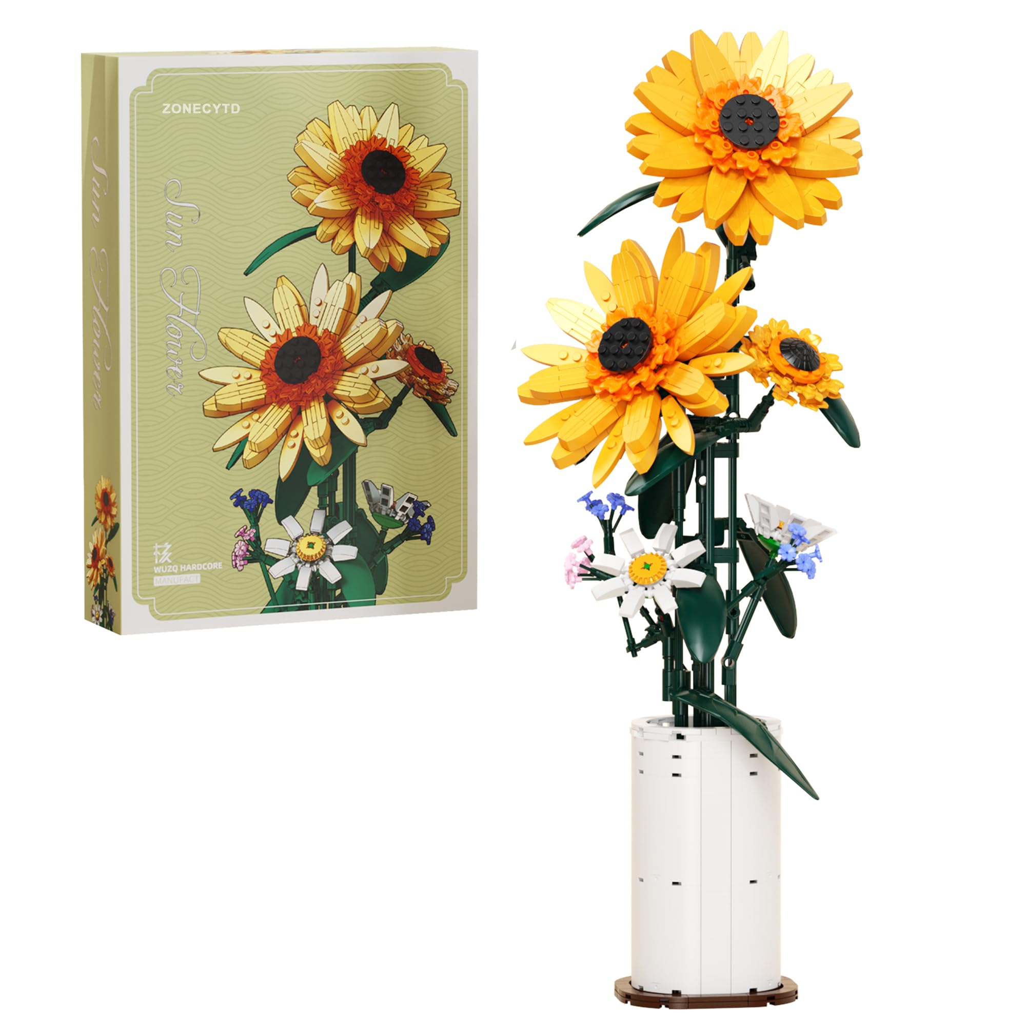 Amazon.com: ZONECYTD Sunflower Building Blocks Sets Flower Bouquet