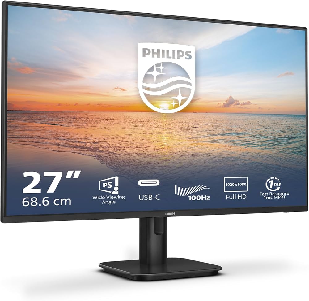Philips 27E1N1300A - 27 Inch FHD Monitor, 100Hz, IPS, 1ms, USB-C