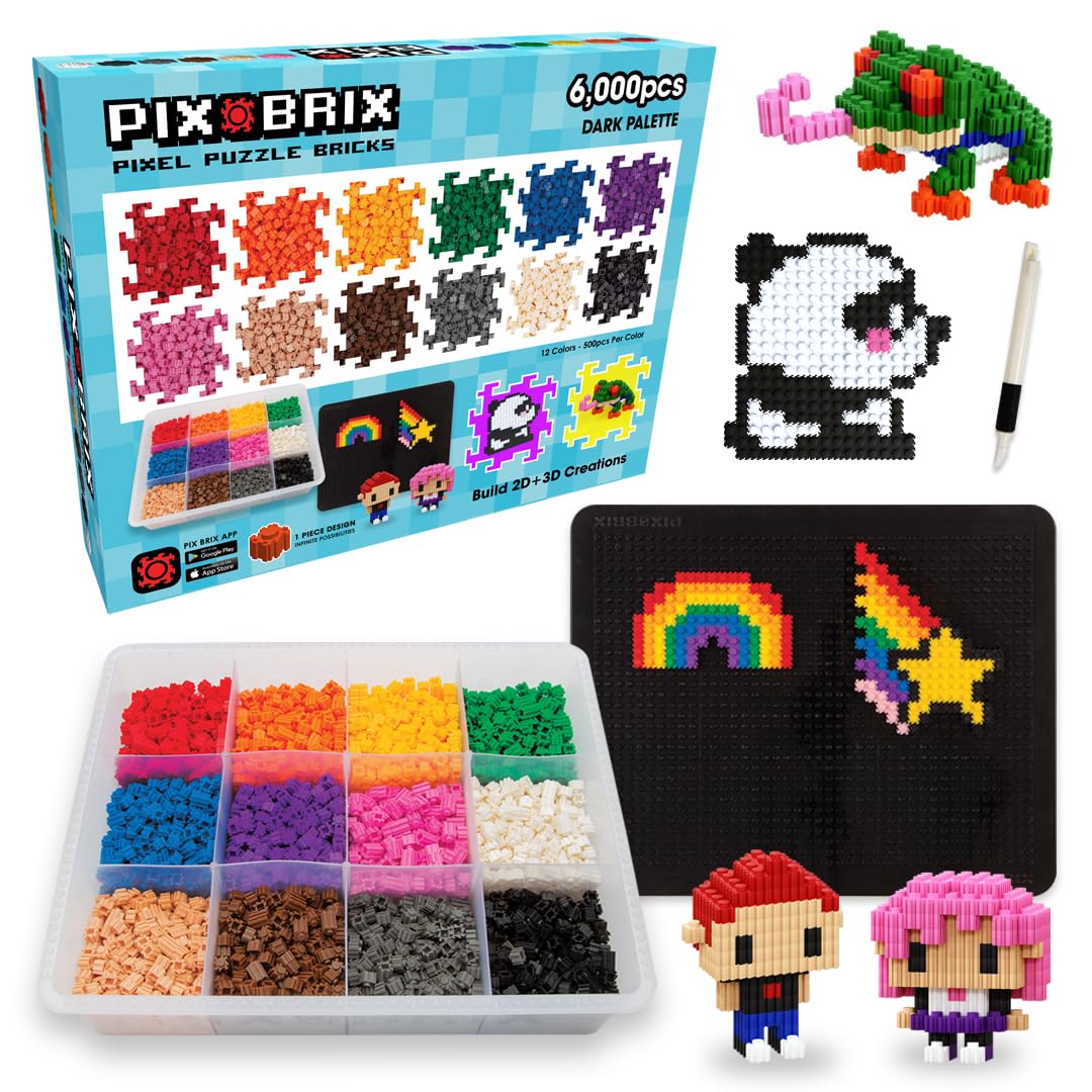 Pix Brix Pixel Art Puzzle Bricks – 6,000 Piece Pixel Art Container