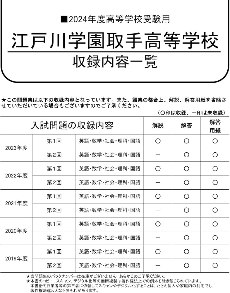 江戸川学園取手高等学校 2024年度用 5年間スーパー過去問 （声教の高校
