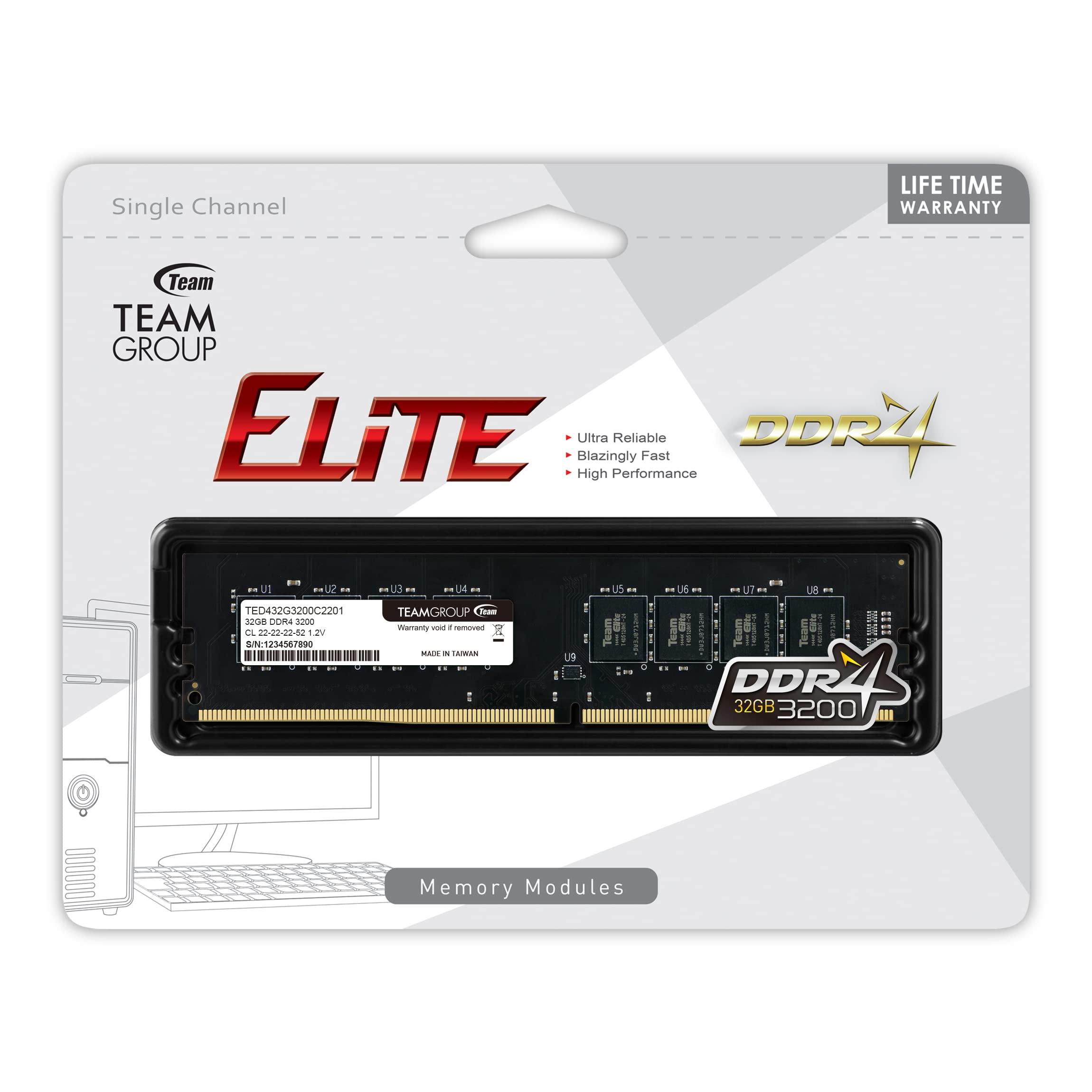 Amazon | TEAMGROUP Elite DDR4 32GB シングル (1 x 32GB) 3,200MHz