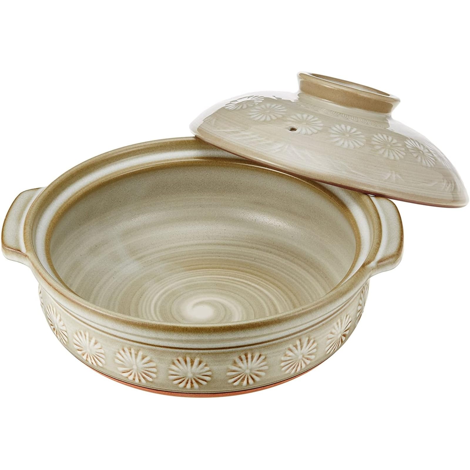 Amazon.co.jp: 【正規品】 萬古焼 銀峯 土鍋 (深鍋) 10号 4-5人用 花