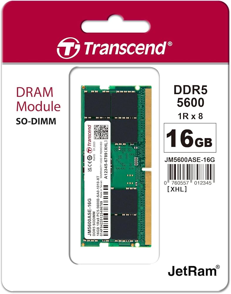 Transcend RAM 16GB DDR5 5600MHz CL46 (1Rx8) Laptop Memory
