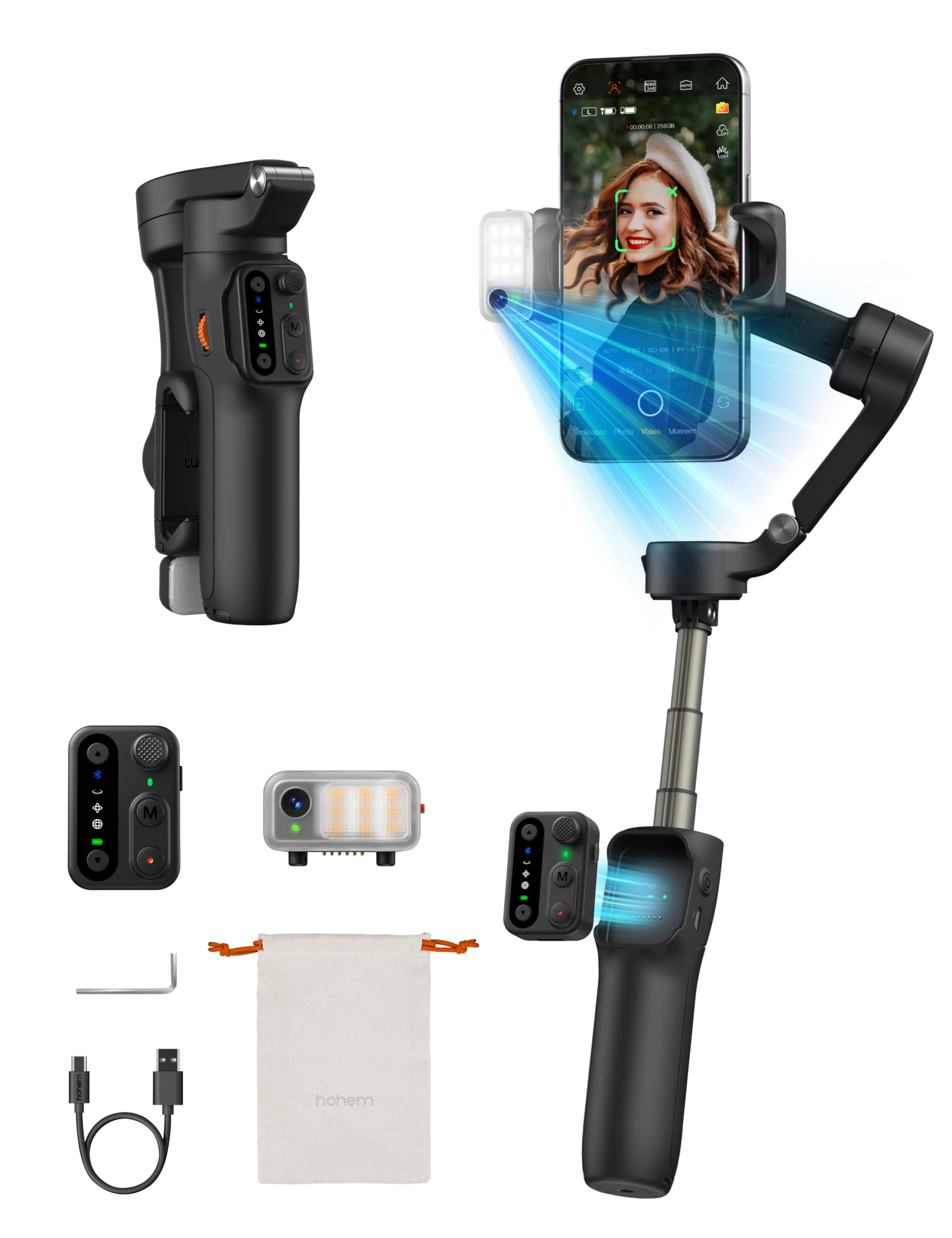 Amazon.co.jp: Hohem V3 3軸スマホジンバルスタビライザー 自動AI