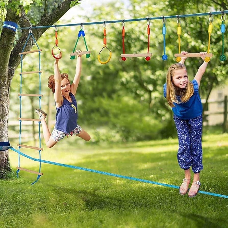 Amazon.com: SXXJ 65ft Slackline Obstacle Course for Kids