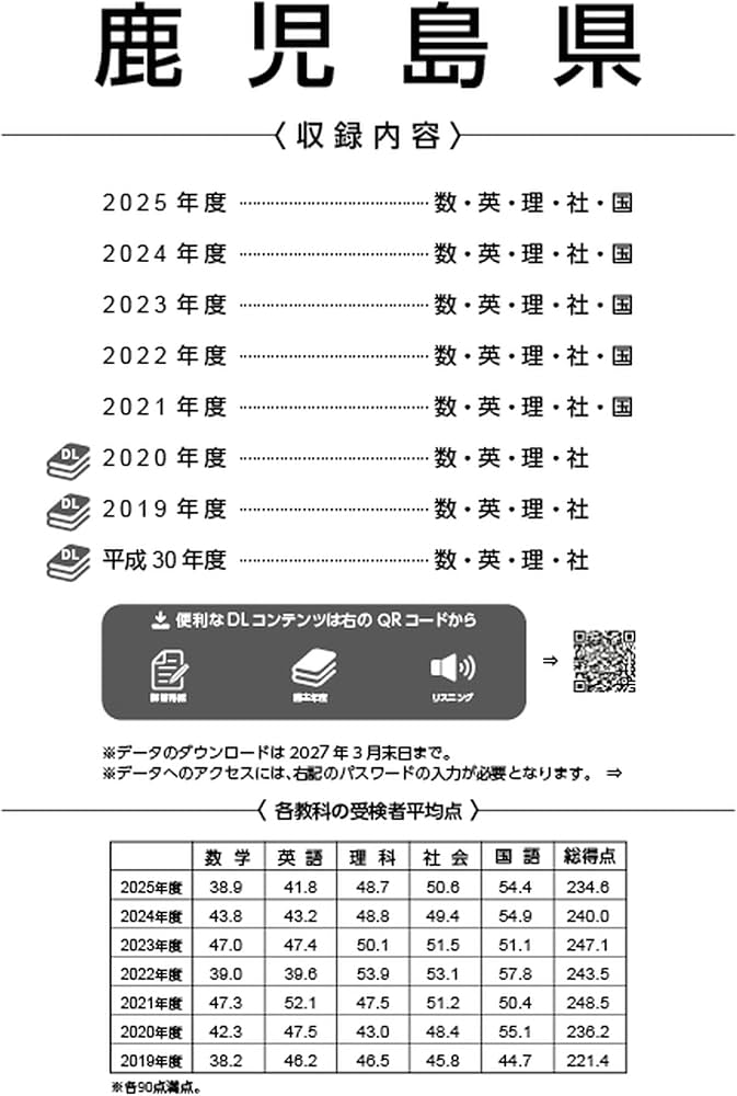 最新版 ＞ 鹿児島県公立高校 2026年度版 【 過去問 5+3年分 】 鹿児島