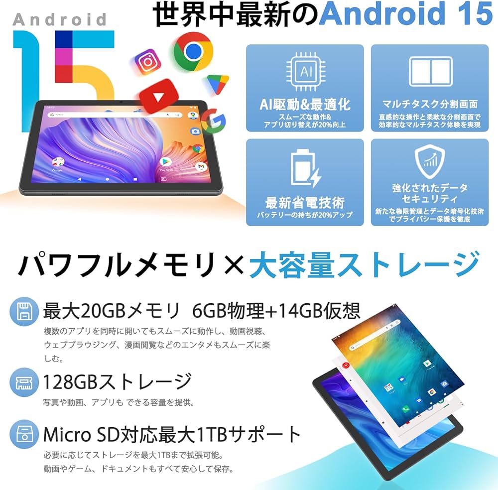 Amazon.co.jp: Android15 CUPEISI CP31 タブレット アンドロイド15