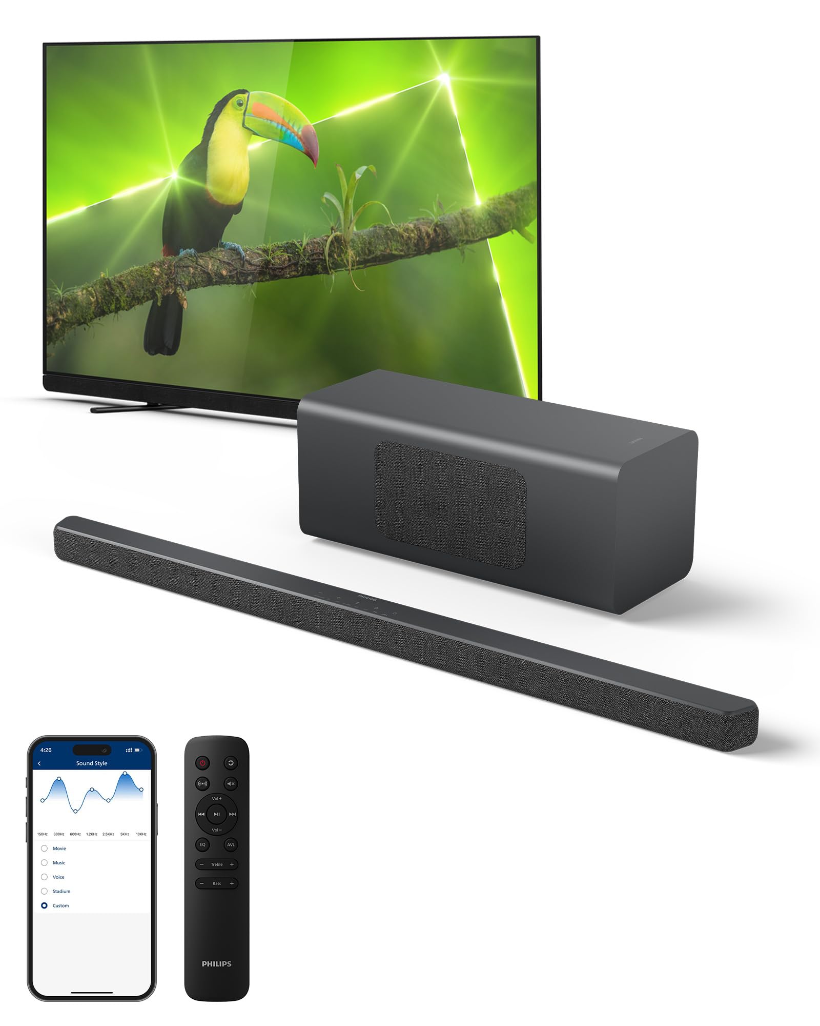 Amazon.com: Philips B6309 2.1 Channel Soundbar with Wireless