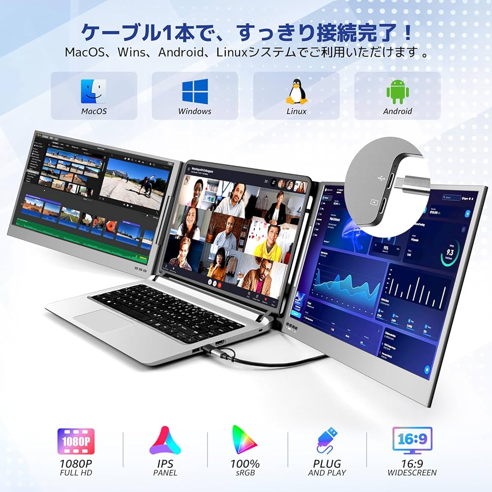 Amazon.co.jp: KOGODA アルミ合金製 デュアルディスプレイ 15.6インチ