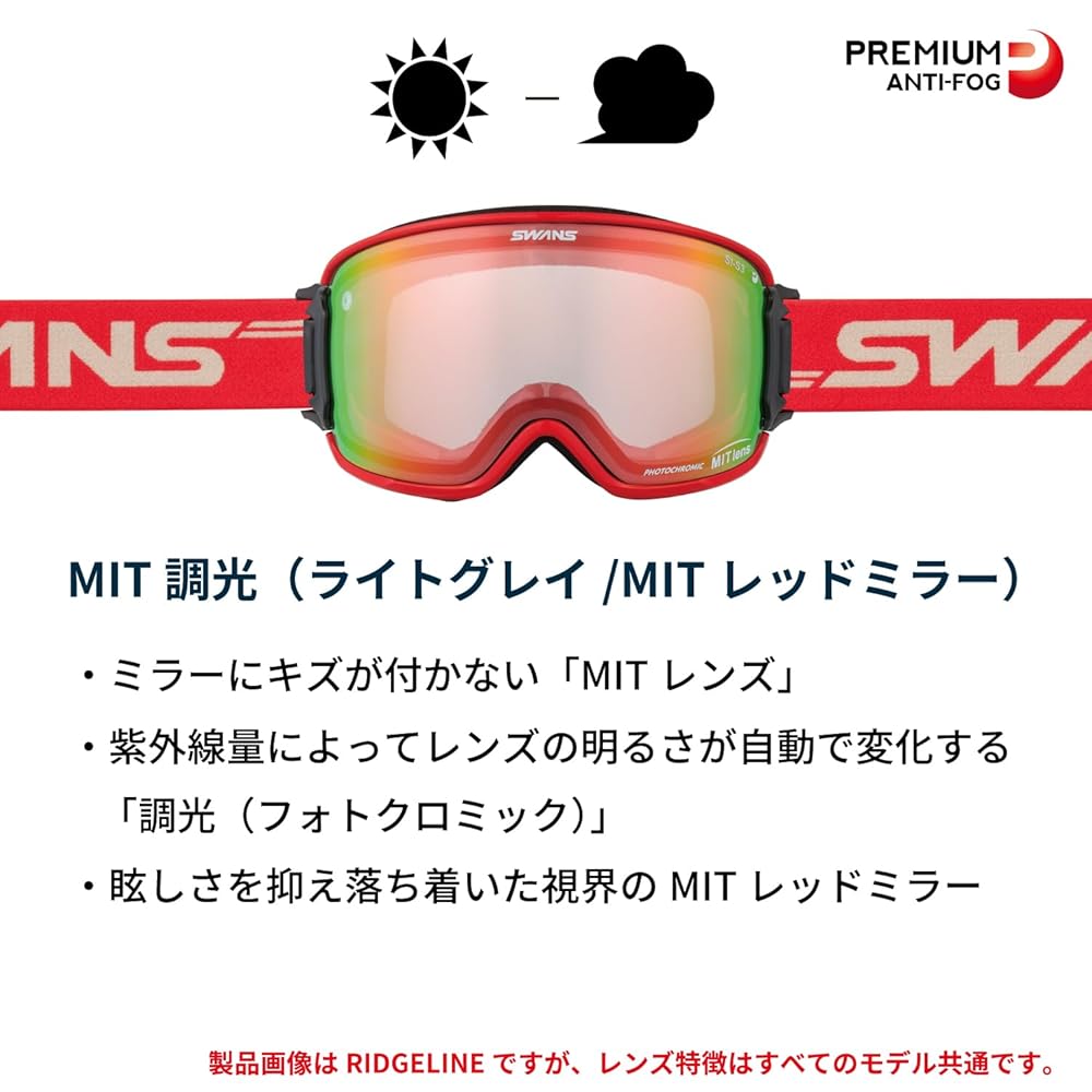 Swans RIDGLINE スキースノボゴーグル 調光レンズ 換気 SWANS
