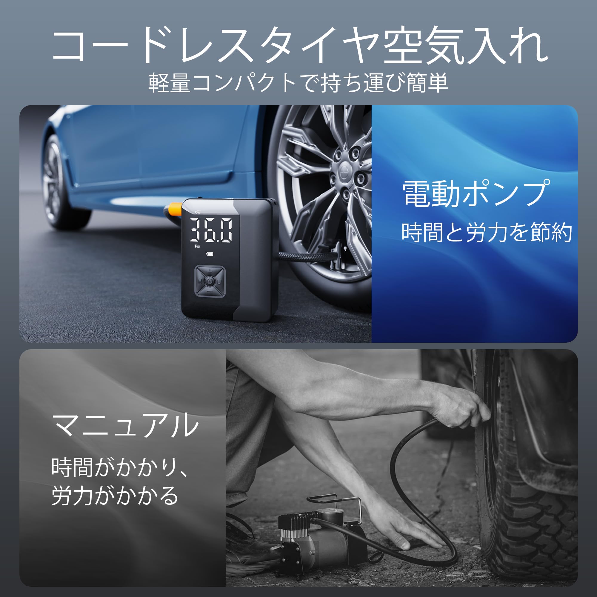 Amazon.co.jp: YUHAFO 自転車 空気入れ 電動 くうきいれ 車 2025技术