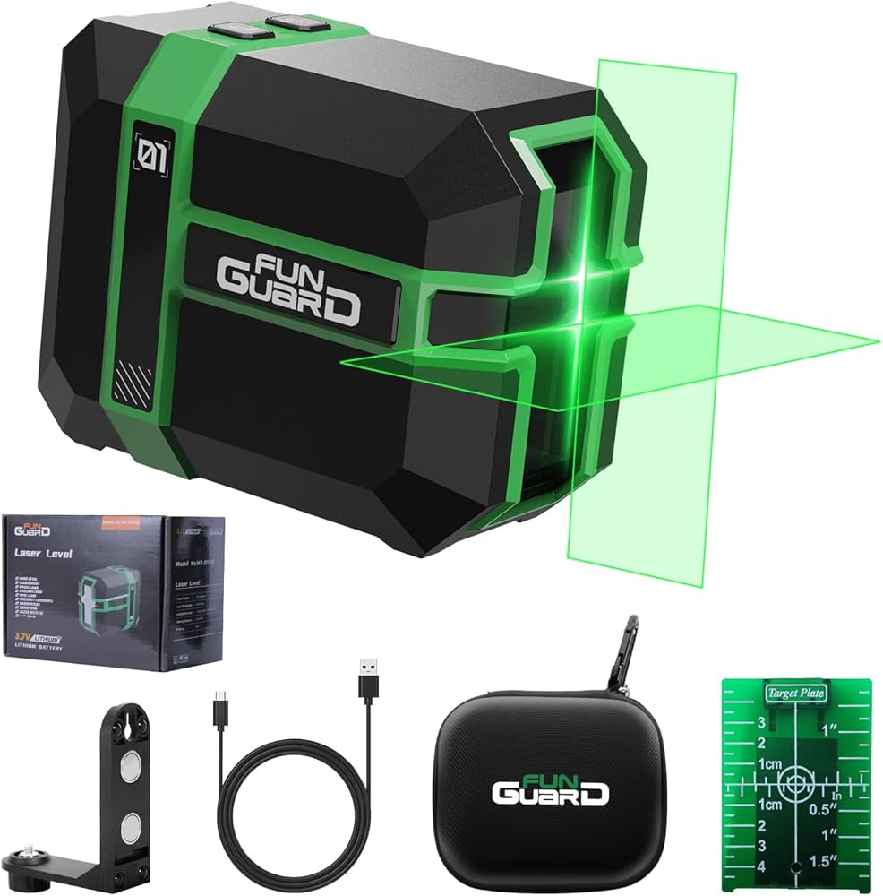 Amazon | Funguard レーザー墨出し器 レーザークラスII 360°回転可能な