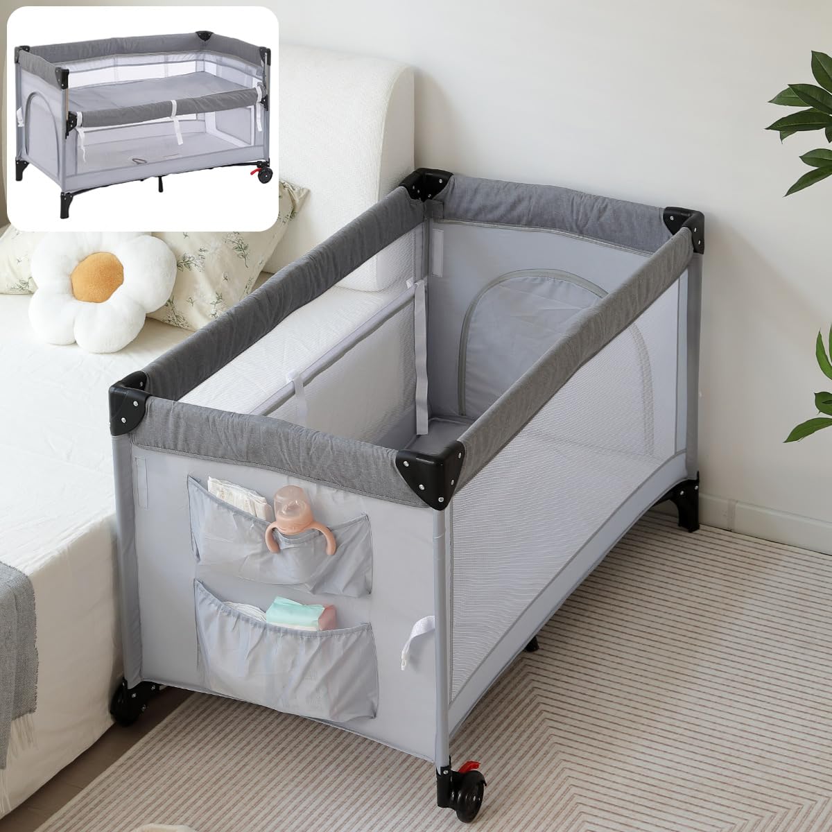 Amazon.co.jp: Simpolu ベビーサークル 折りたたみ サイド高さ二段調整