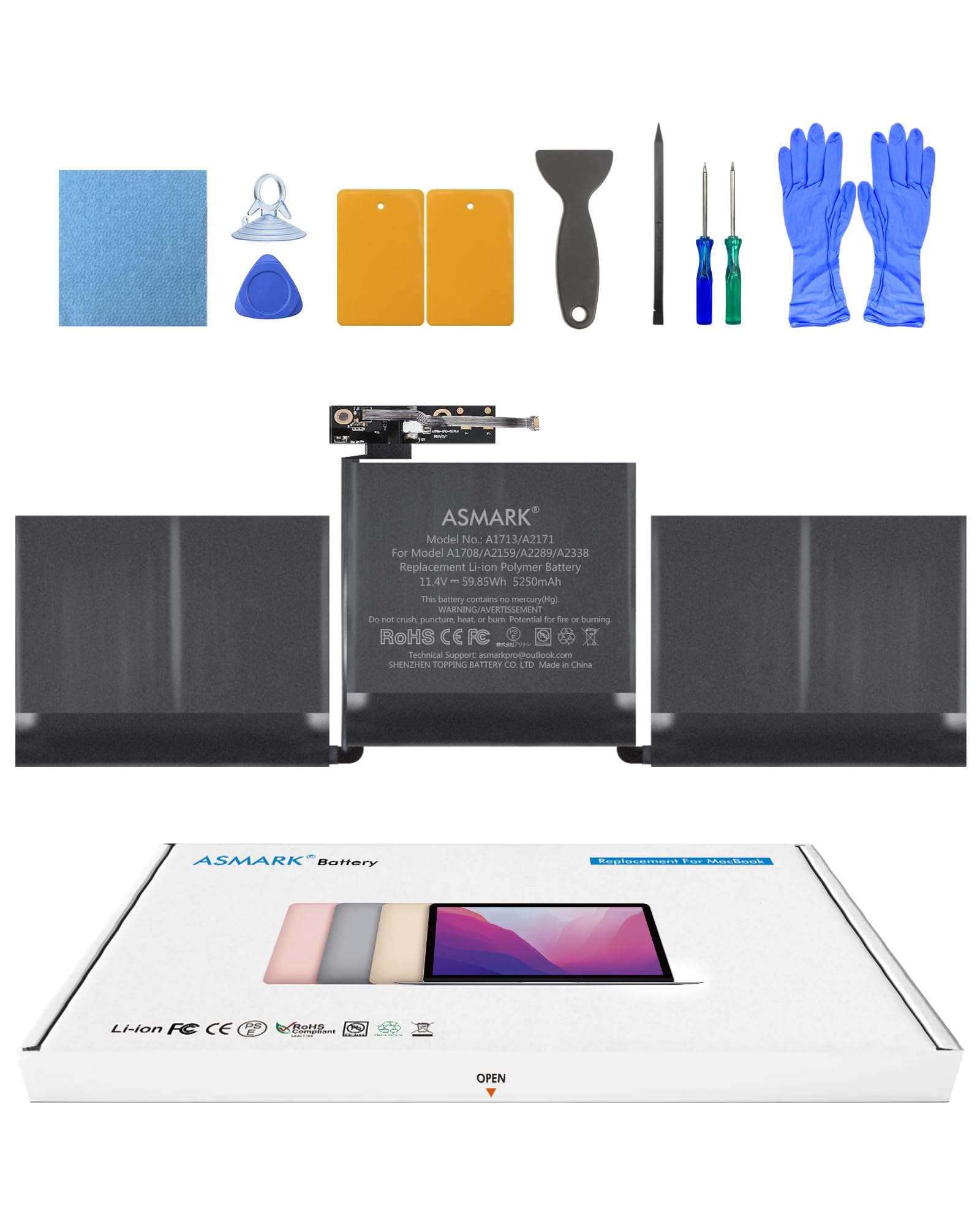 Amazon.co.jp: ASMARK Macbook Pro A1708 バッテリー 交換 適用 13