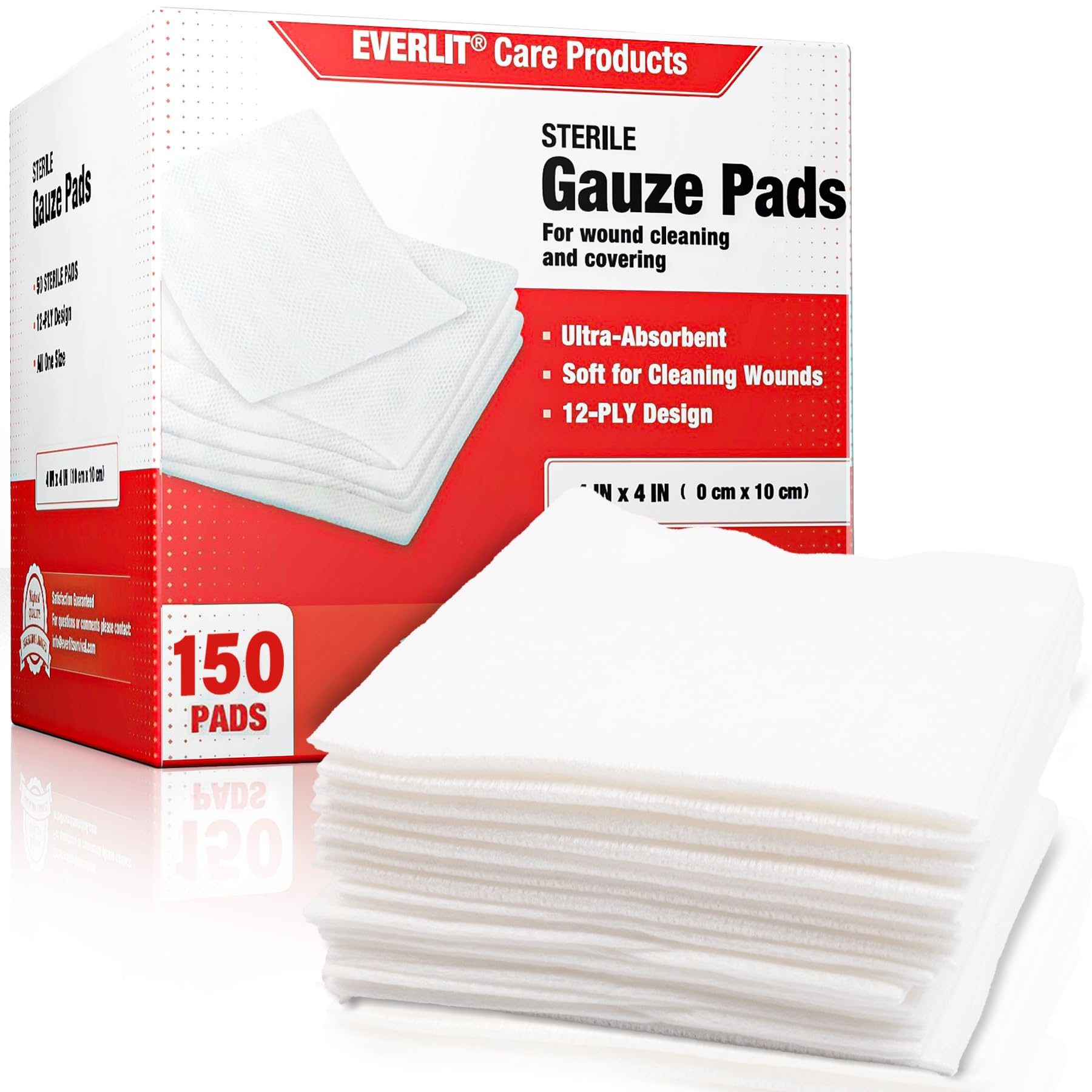 Amazon.com: EVERLIT [Extra-Thick] 4''x4'' Sterile Gauze Pad 12-Ply