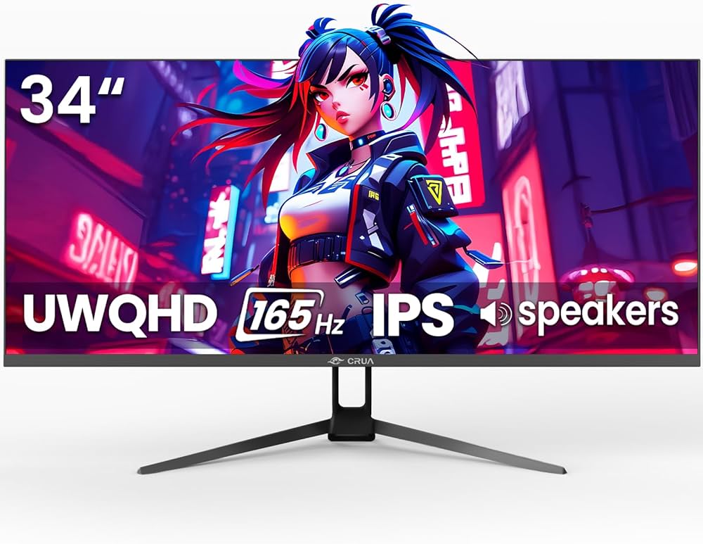 Amazon.co.jp: CRUA ゲーミング モニター 34インチ 165Hz UWQHD