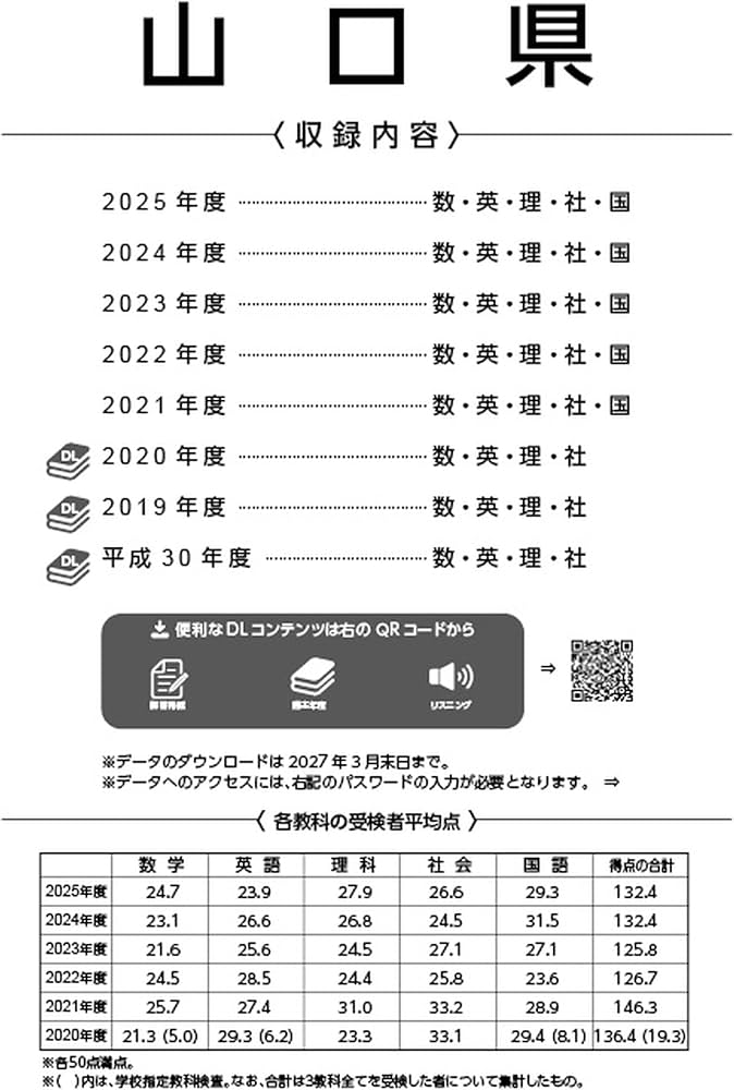最新版 ＞ 山口県公立高校 2026年度版 【 過去問 5+3年分 】 山口県立