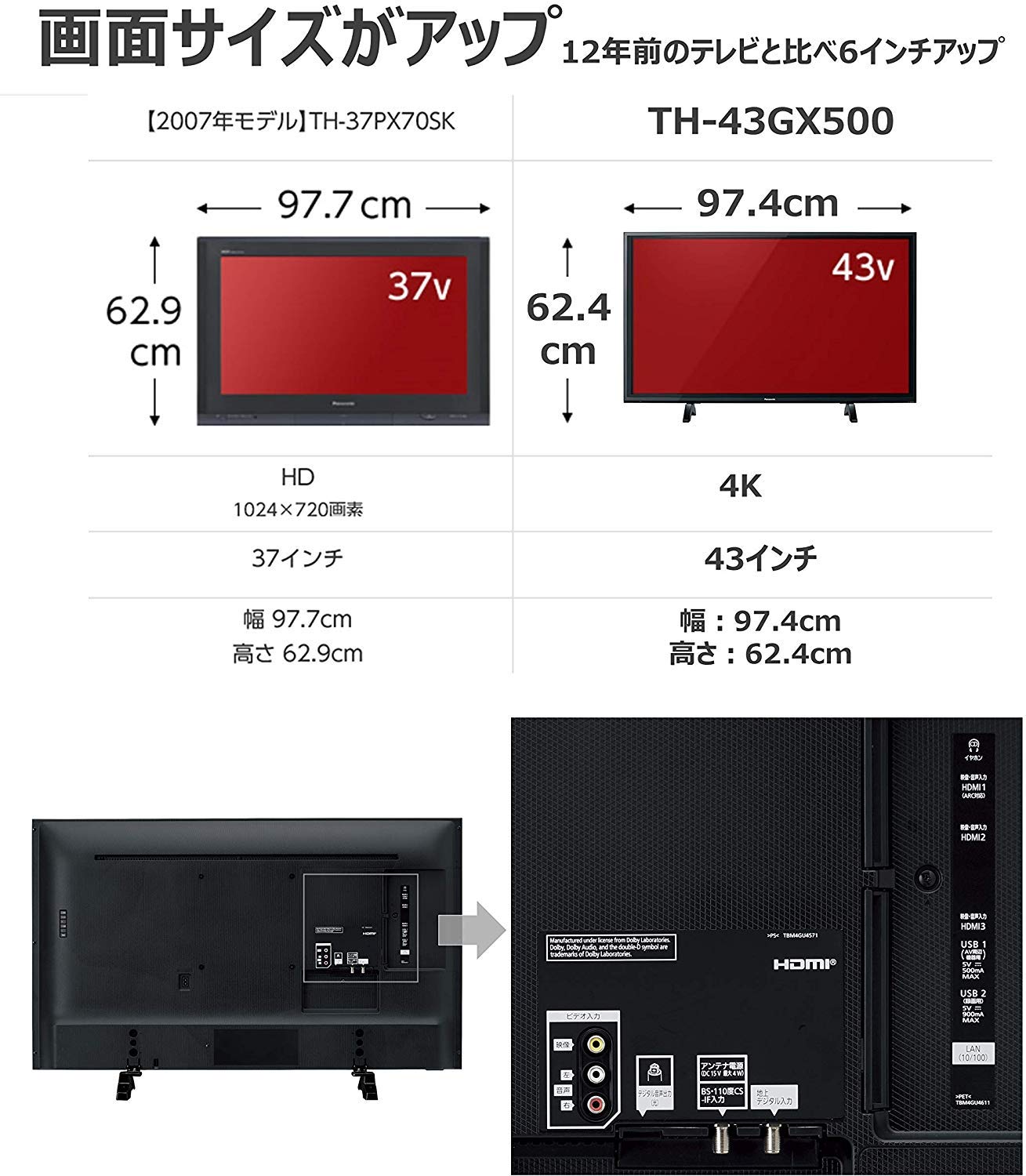Amazon | パナソニック 43V型 4Kチューナー内蔵 液晶 テレビ VIERA TH