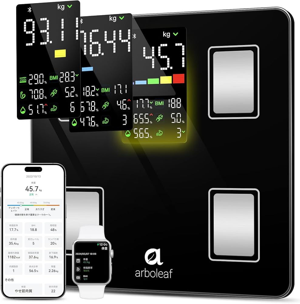 Amazon.co.jp: arboleaf 体重計 スマホ連動 体脂肪計 体組成計 ヘルス