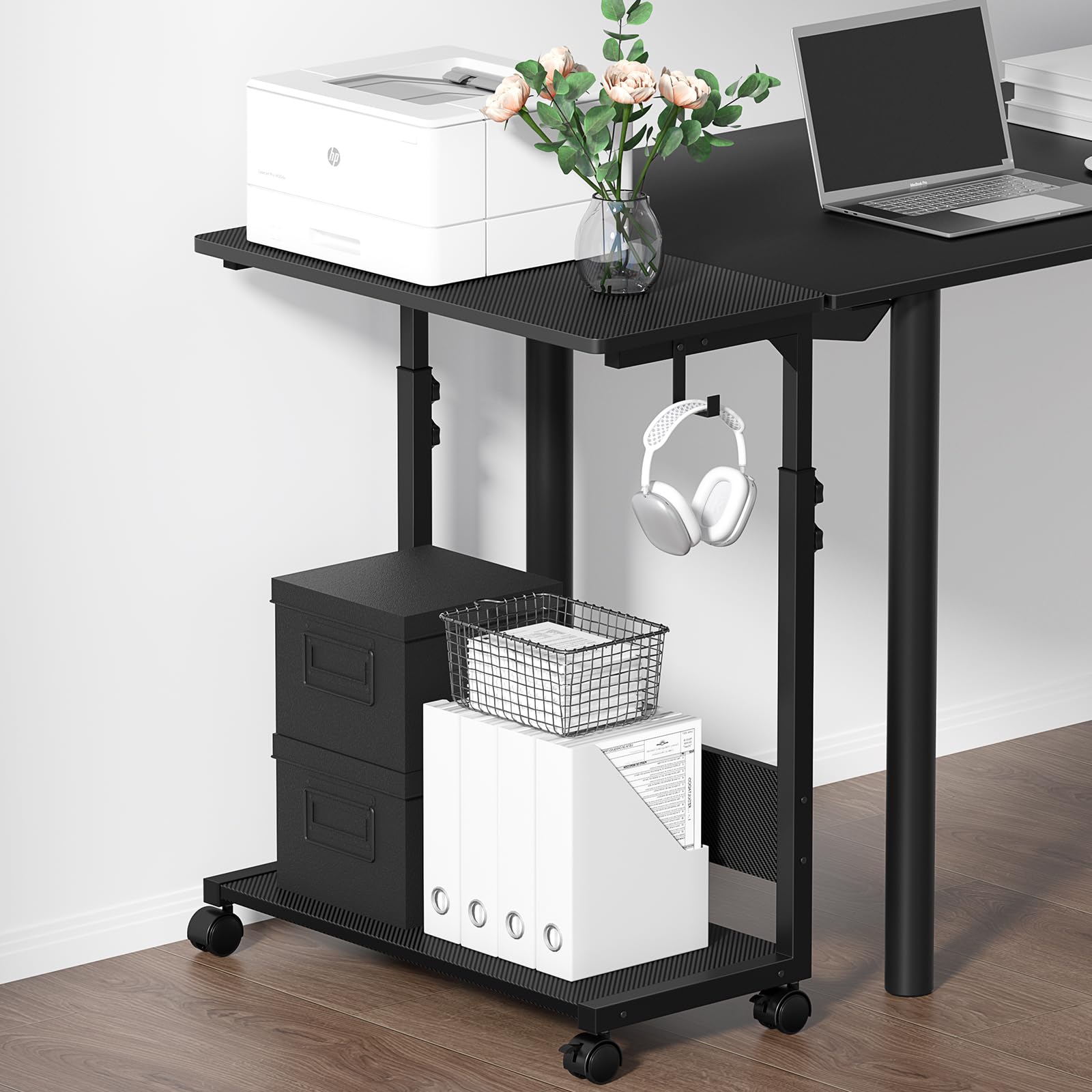 Amazon｜TTWO サイドテーブル 昇降式 キャスター付き パソコンワゴン