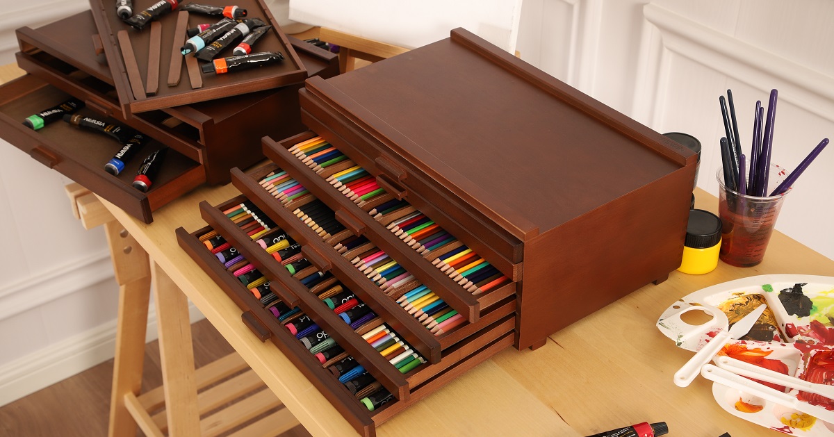 VISWIN 6-Drawer Art Supply Storage Organizer, Beech Wood Artist