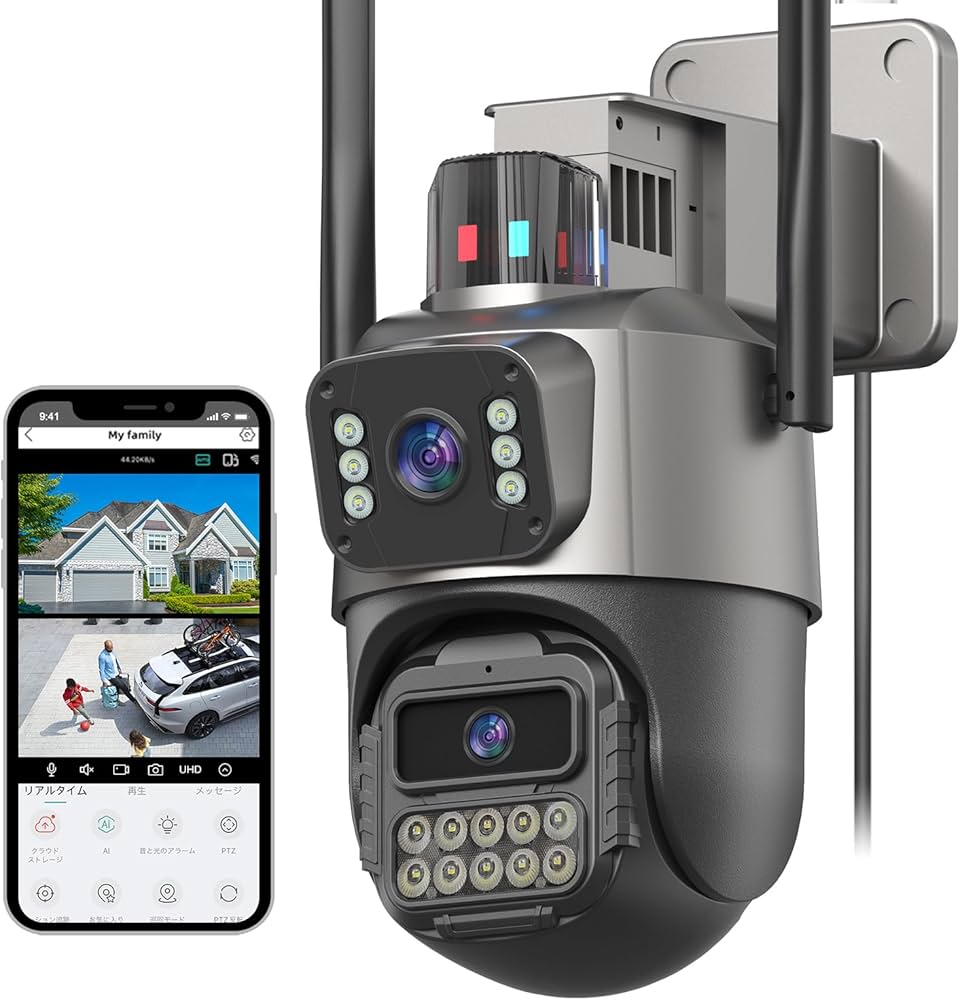 Amazon.co.jp: 防犯カメラ 屋外/室内 二つ監視画面・パンチルト・夜間