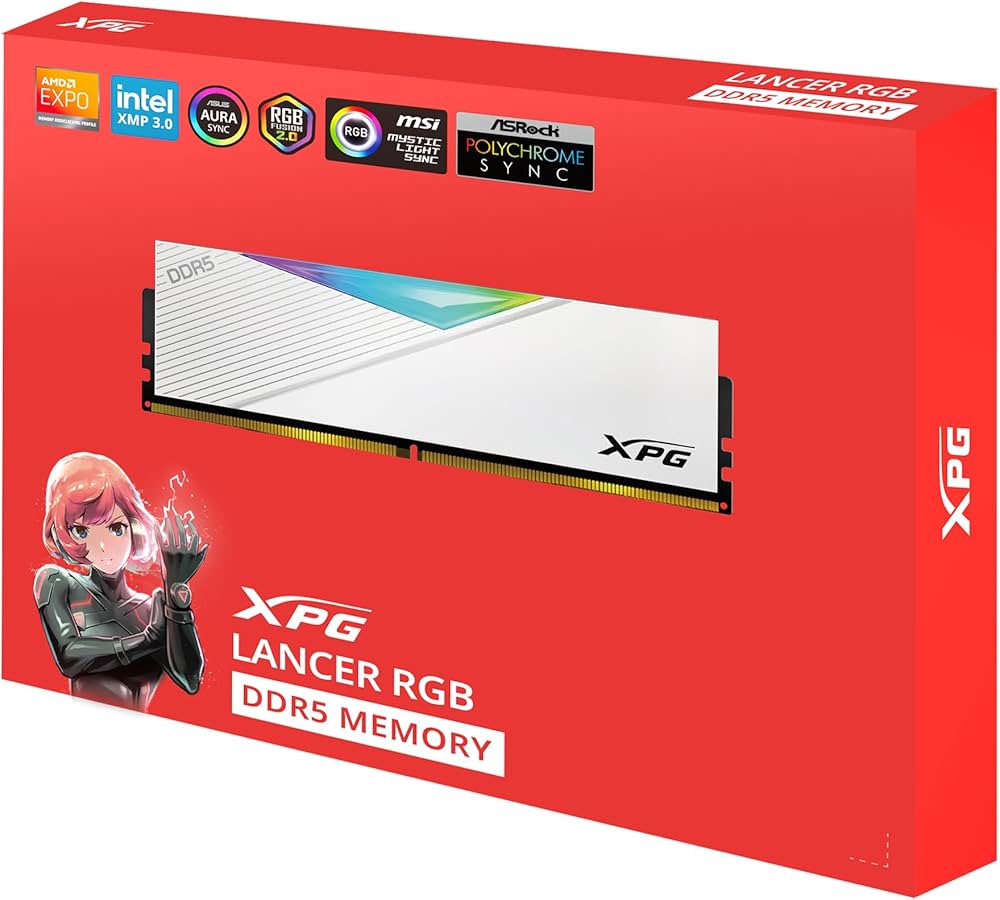 DDR5メモリD5D6000-16G2A1-RGB-WH 16GB×2枚（32） DDR5メモリD5D6000